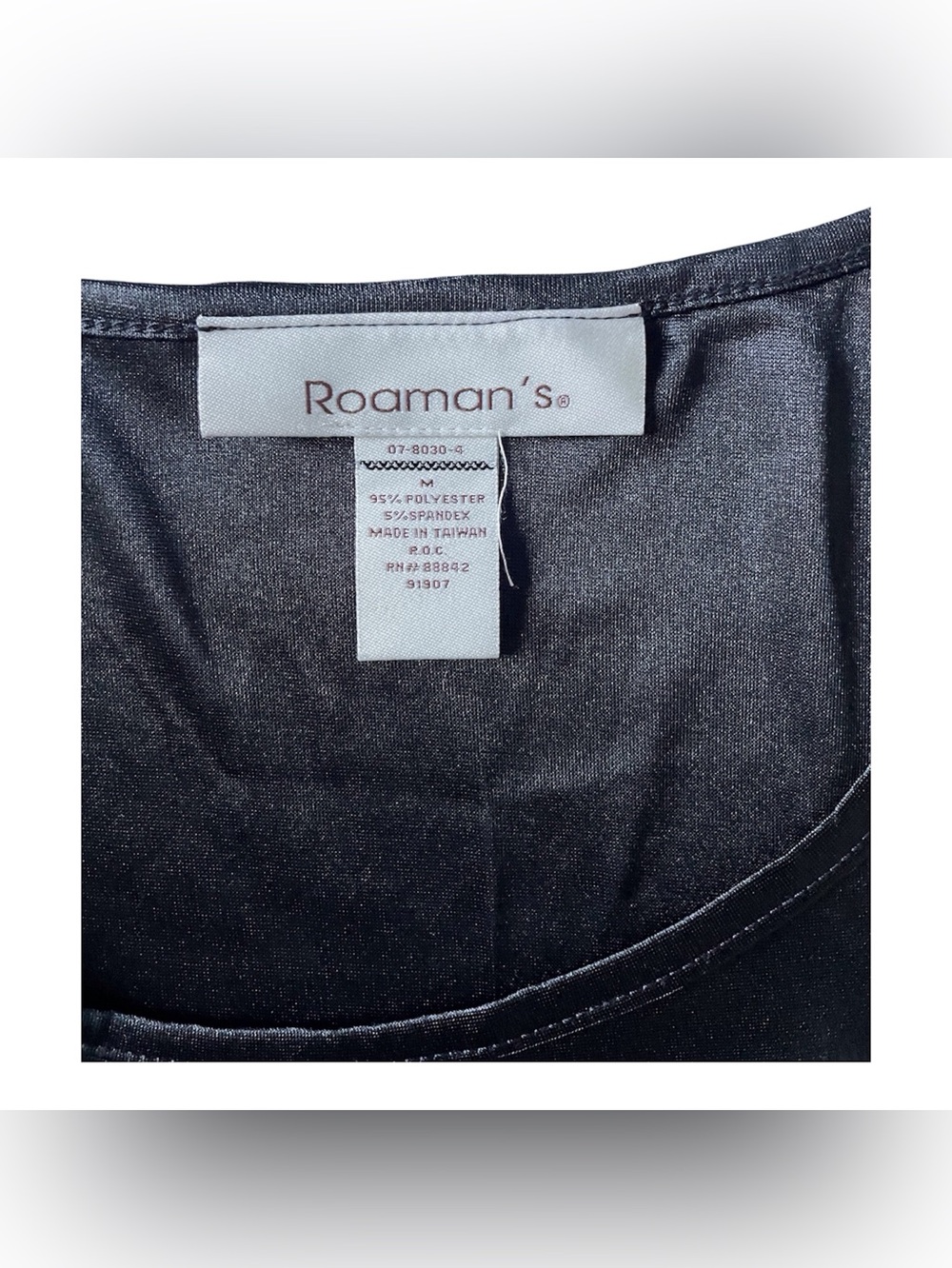 Roaman's Black Transparent Black OversizeWomen's Tunic Top with Short Sleeves, M - Picture 2 of 11